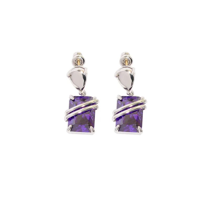 

Metallic Blue Storm Glazed Blue Square Diamond Earrings White Gold Color