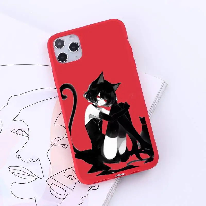 

Anime Loli Gothic Cat Phone Case Candy Color for iPhone 6 7 8 11 12 s mini pro X XS XR MAX Plus