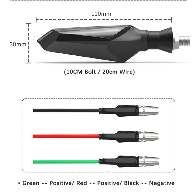 

Double Side Flowing Turn Signals Motorcycle LED Turn Signal Light Built-in Relay Flashing Blinker Universal M10 Bolt IP65