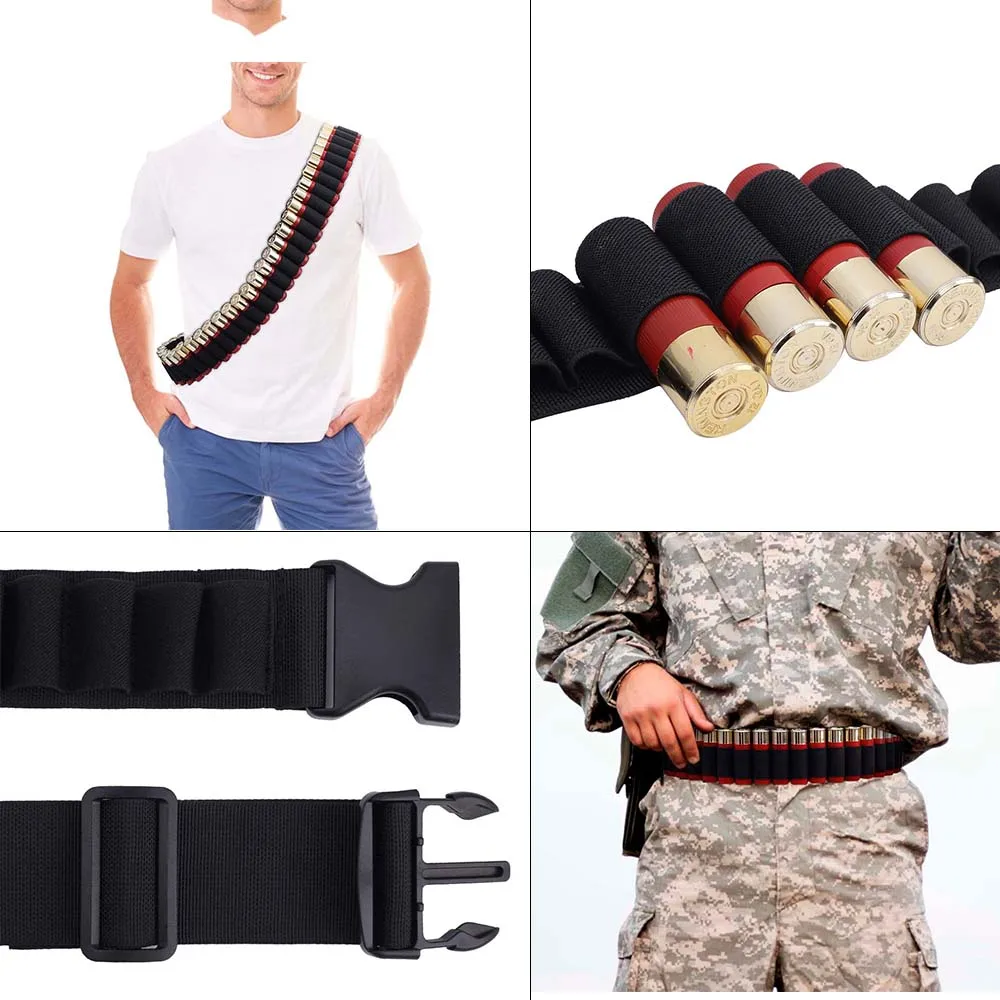 

50 Rounds Shell Holder Tactical 12GA Ammo Carrier Bandolier Belt Airsoft Hunting Cartridge Bullet Holster Gun Accessories