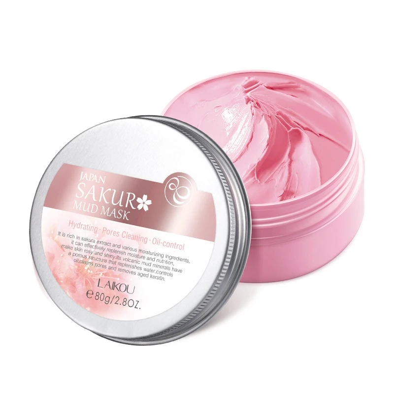 

80g Sakura Clay Cleaning Facial Mask Deep Pore Cleansing Removes Blackhead Moisturizing Hydration Whitening Firming Skin