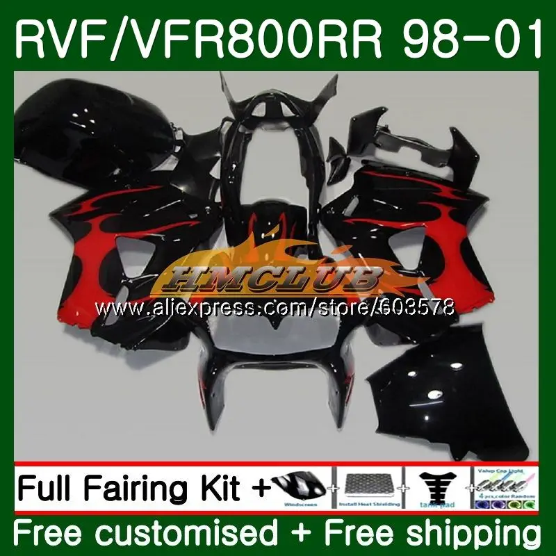 

Body For HONDA Interceptor VFR800R VFR800RR 1998 1999 2000 2001 87CL.95 VFR 800RR 800 RR VFR800 98 99 00 01 Fairing Red flames