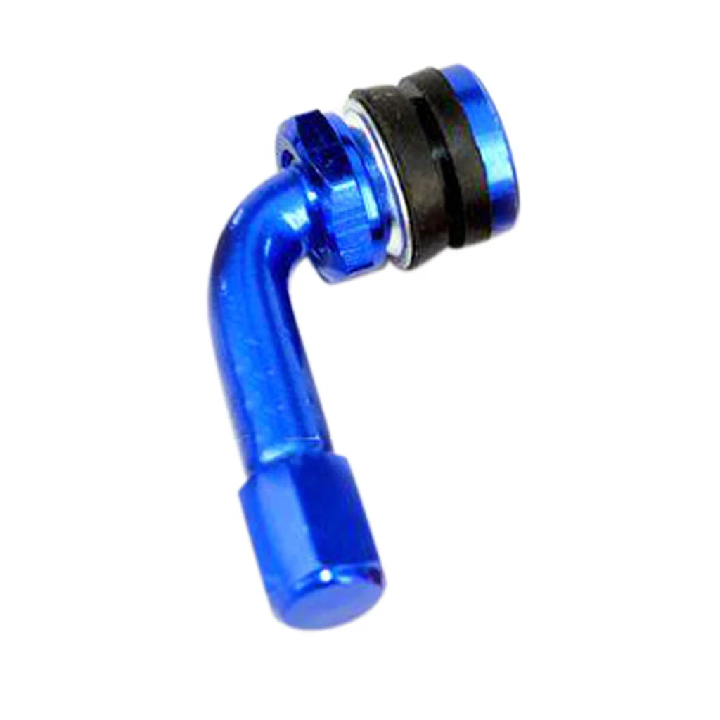 

Universal Motorcycle CNC Aluminum Wheel Tire Valves Stem Air Tire Cap 90 Degree Blue/Red