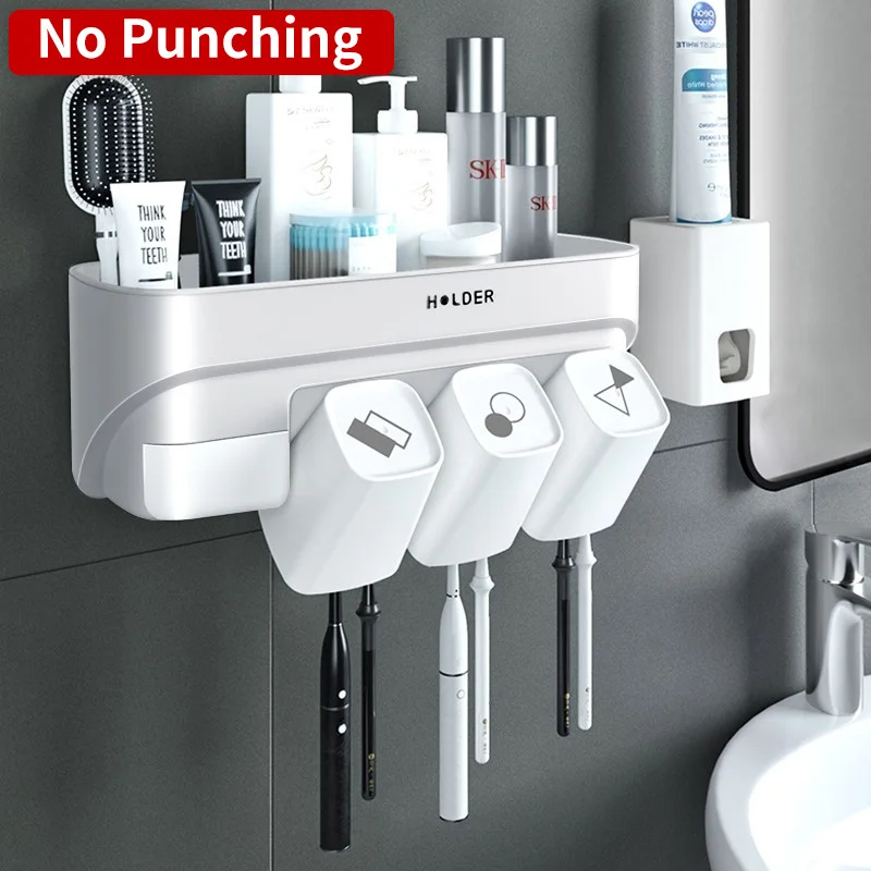 JOYBOS настенный держатель для зубных щеток без дырочек хранения семейная модель с