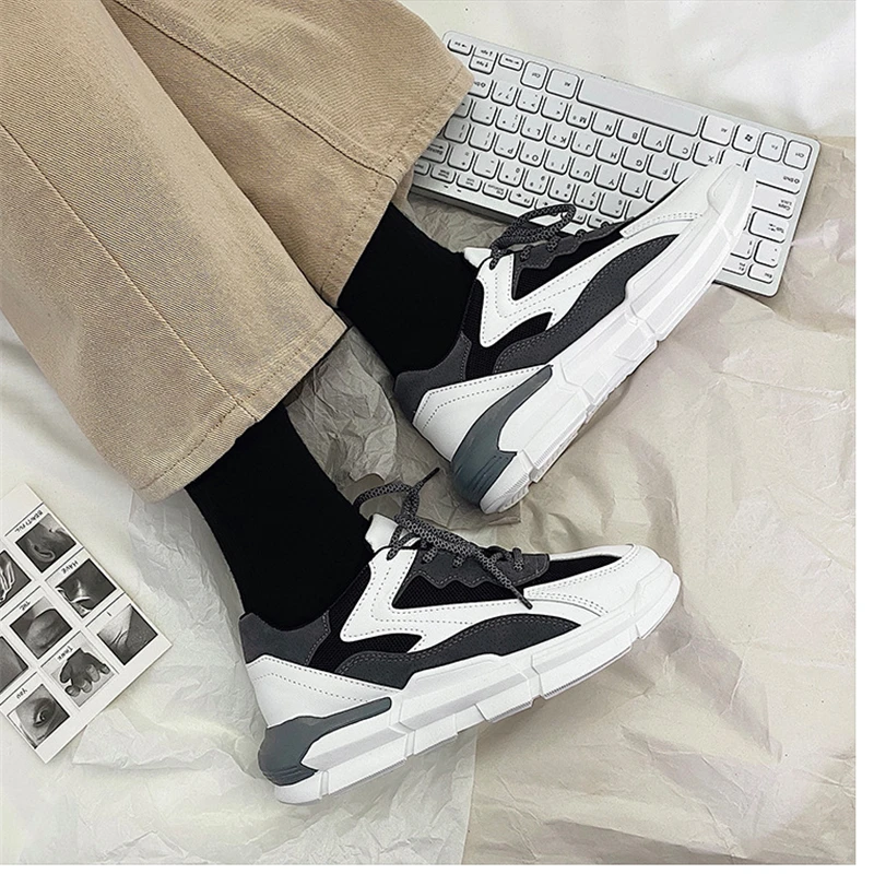 

Brand designer Vulcanized Shoes Men Sneakers 2020 Fashion Summer Mesh Breathable Thick bottom shoes For Man Black casual shoes