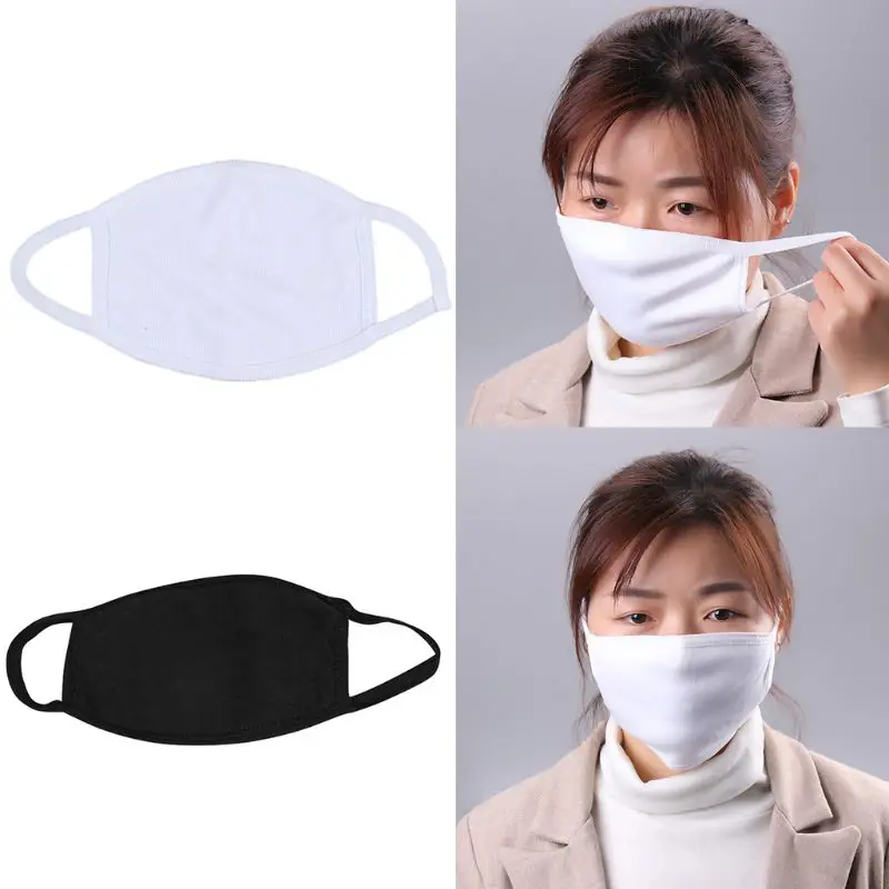 

10Pcs 2/3-Ply Black White Cotton Mouth Mask Washable Reusable Elastic Anti Dust Pollution Casual Earloops Mouth-Muffle