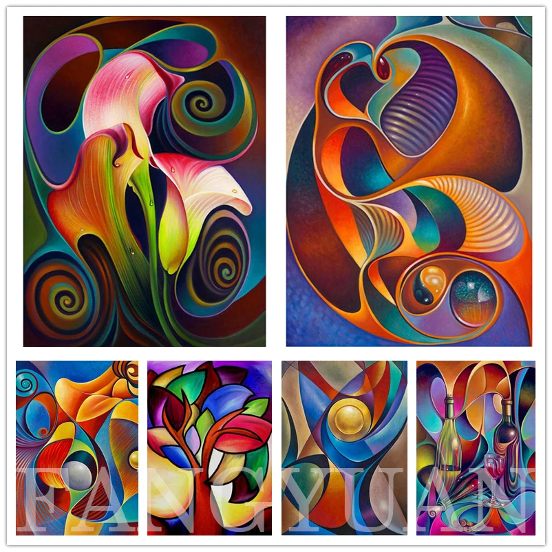 

Алмазная 5D картина «сделай сам» с абстрактными цветами, полная круглая квадратная Алмазная вышивка, пейзаж, вышивка крестиком, настенные ка...