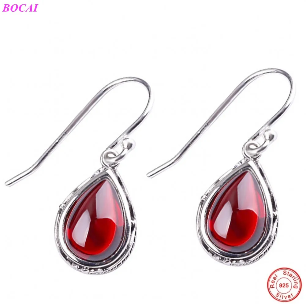 BOCAI S925 стерлингового серебра серьги-гвоздики Бижутерия простой тайское серебро