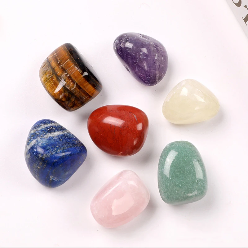 

7Pcs Natural Crystal Gem Agate Gemstone Beads Seven Chakras Of Raw Ore Energy Healing Stone Set Specimen Gem Ornament Home Decor