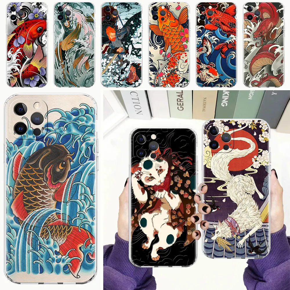 

Animal Cat Goldfish Case for Apple iPhone 11 12 Pro Max 7 8 Plus SE 2020 XR X XS 6 6S Transparent Fitted Soft Phone Cover Funda
