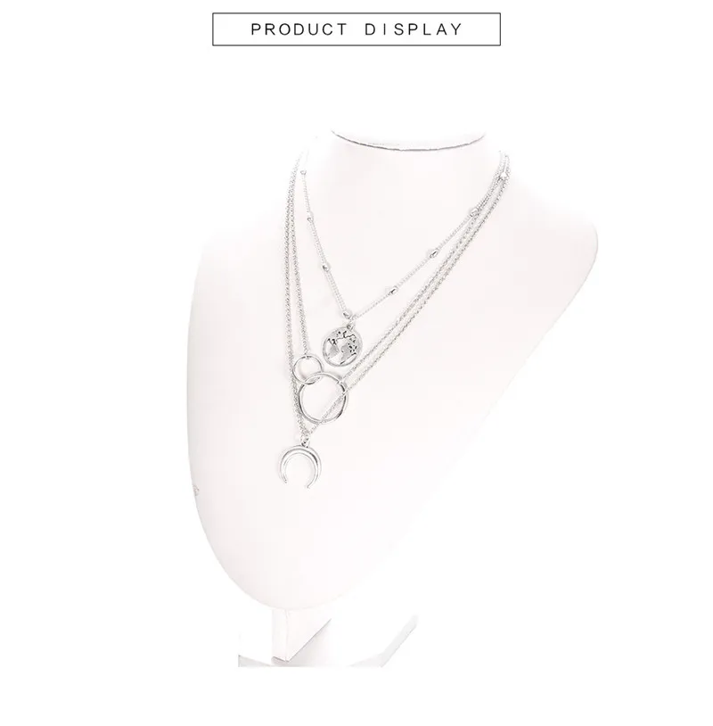 Modyle World Map Necklace Gold Color Moon Pendant Choker Crescent Necklaces&ampPendants For Women | Украшения и аксессуары