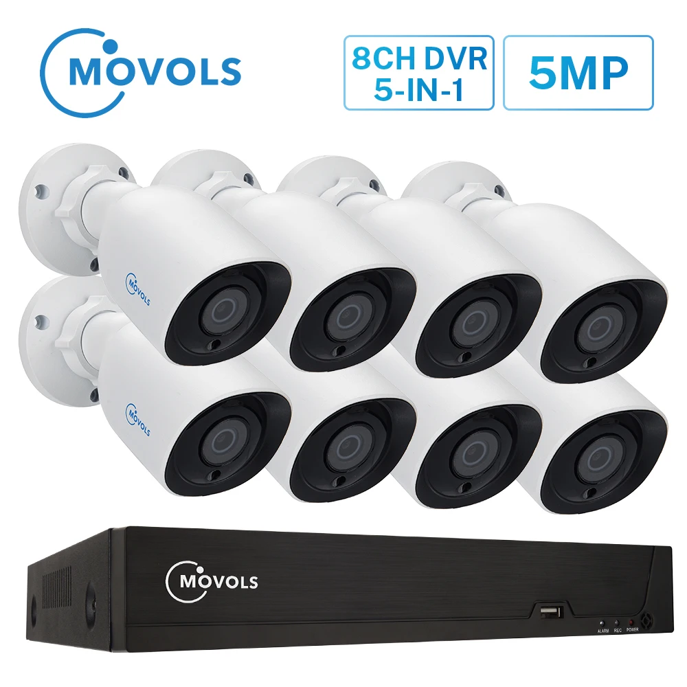 Система видеонаблюдения MOVOLS HD 5 Мп H.265 8 уличных комнатных камер с ночным видением