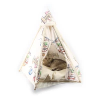 1pc DIY Cartoon Canvas Pet Camping Tent Sleeping Bed Mat Home Puppy Dog Cat Cage Rabbit Kitty Tent Play House Toy Gift