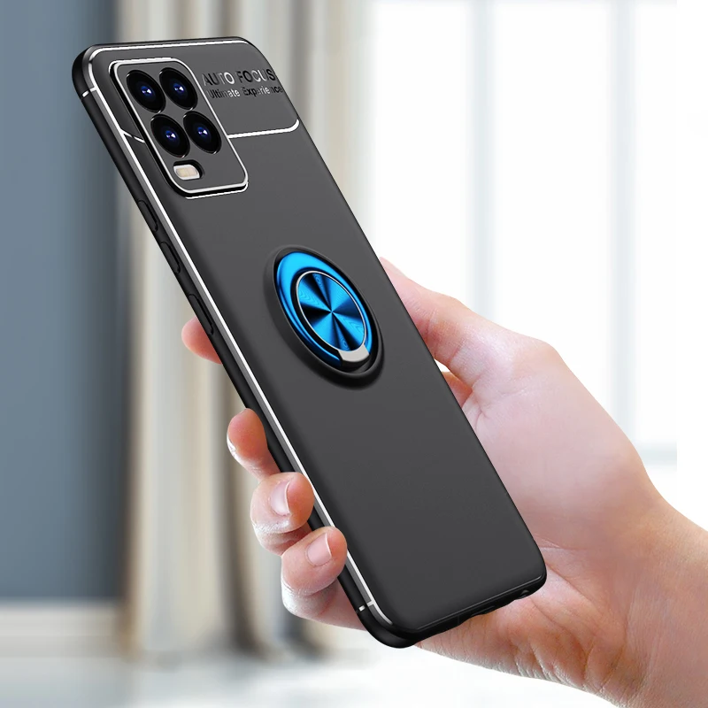 For Realme 8 Case Ring Holder Soft Matte Silicone Shockproof Back Cover Phone Case For Realme8 Realme 8 Pro 4G