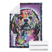 colorful shih tzu fleece blanket wearwanta 3d printed sherpa blanket on bed home textiles home accessories