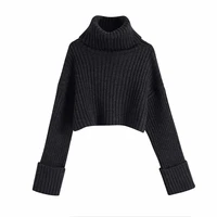 2021 ladies retro solid turtleneck sweater warm knit pullover women fashion autumn and winter casual long sleeve black sweater