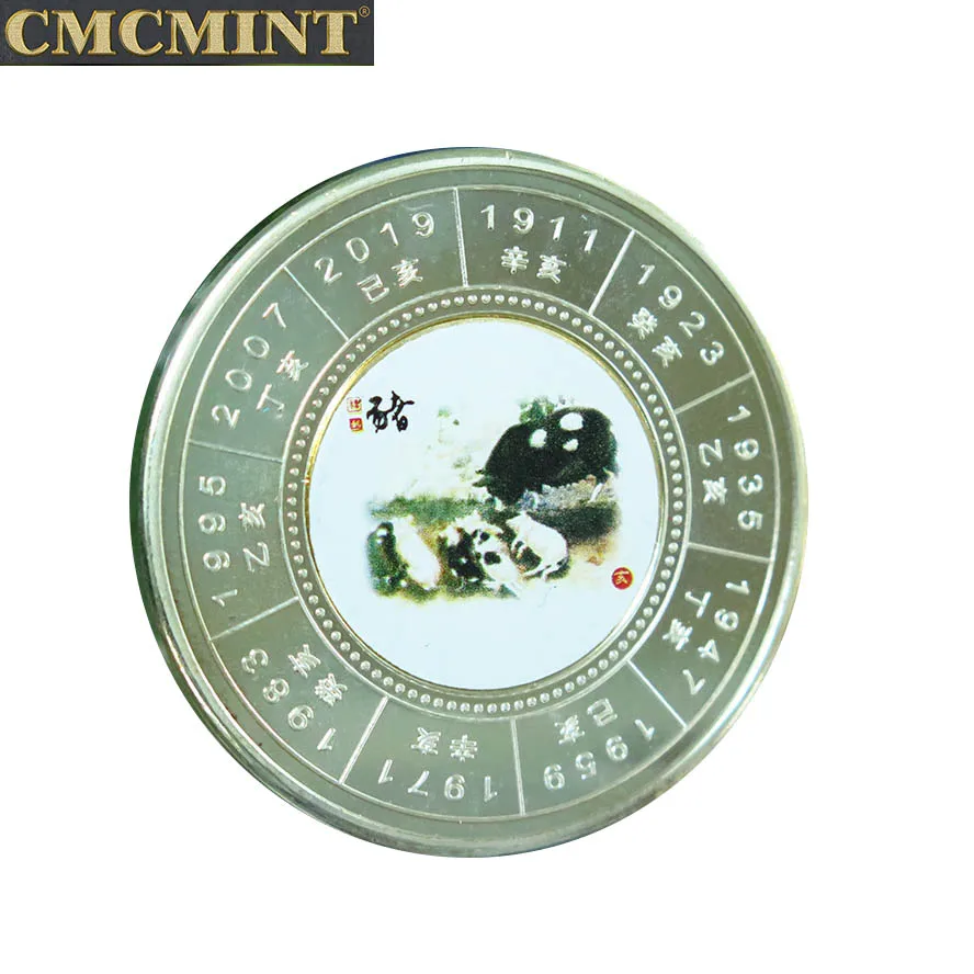 C18 посеребренные слитки 1 унция 999 Золотая мята год свиньи коллекция сувениров