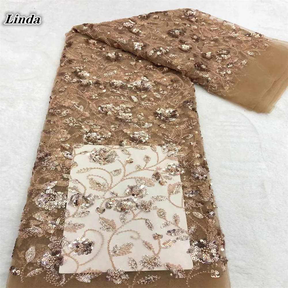 

Новейшая французская Тюлевая Кружевная Ткань 5 ярдов 2021 Высококачественная нигерийская женская свадебная вышивка бусинами из блесток афри...