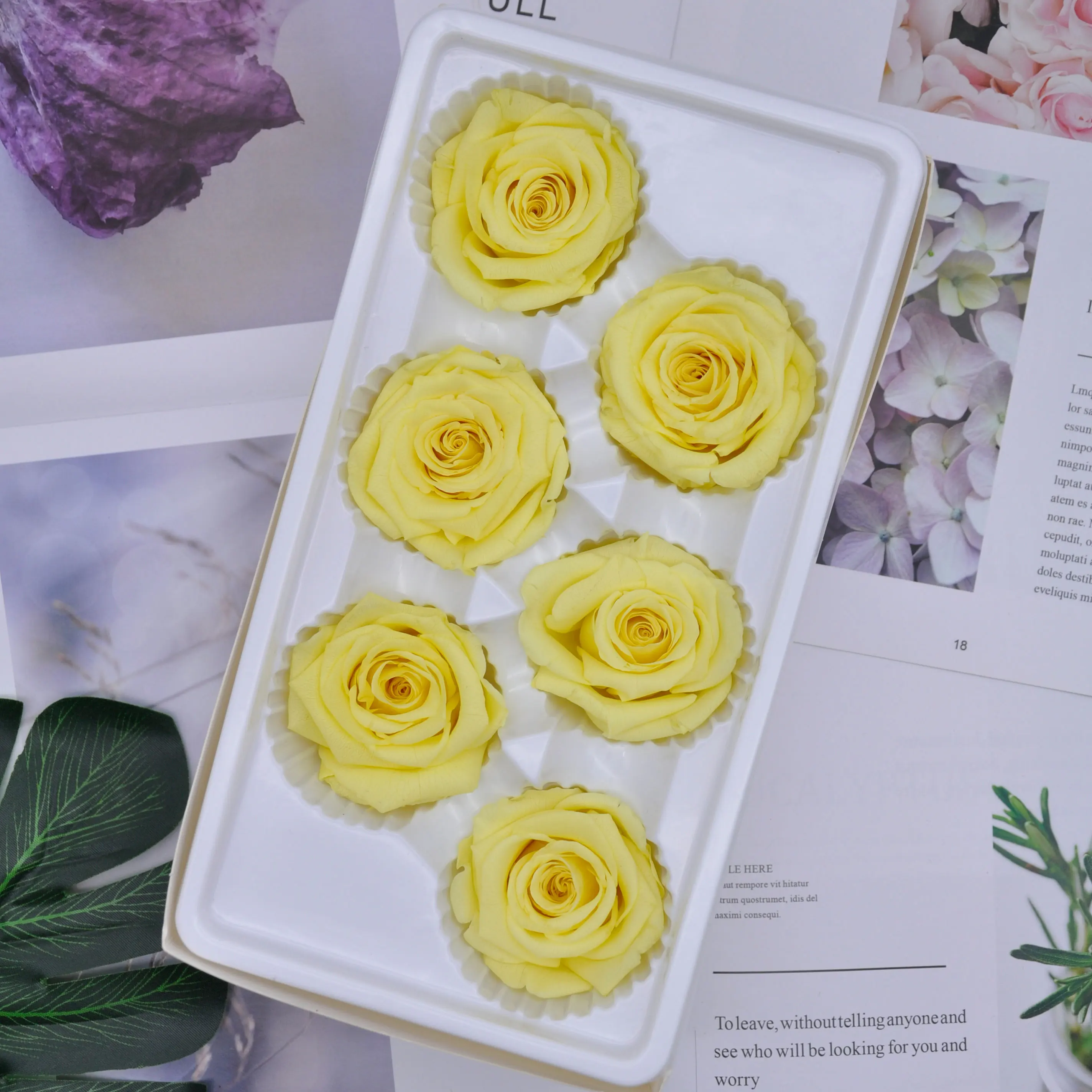 light yellow Консервированные бессмертный розы 5-6 см или на день матери, подарочная коробка в виде вечная жизнь цветок на День святого Валентина свадьбы Материал уровня B 6 шт./кор - Цвет: light yellow