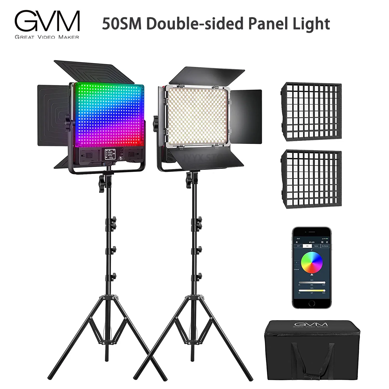 Двухсторонний СВЕТОДИОДНЫЙ светильник GVM 50SM двухцветная панель RGB управлением