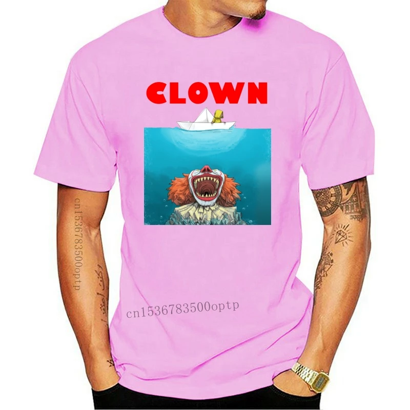 

New Jaws Poster Parody Stephen King Pennywise Clown It Funny Horror Black T-Shirt High Quality Casual Printing Tee Shirt