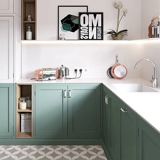 L-образная Лаковая кухонная мебель современный кухонный шкаф | Обустройство дома