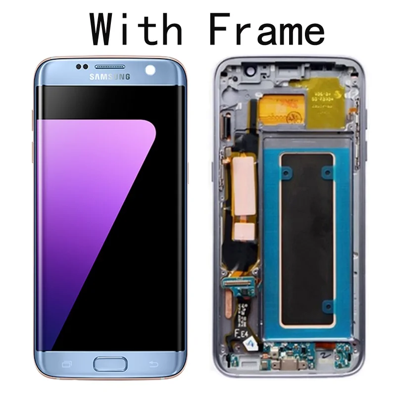 CoralBlue With frame 5,5 ''Супер AMOLED lcd с рамкой для SAMSUNG Galaxy s7 edge G935 G935F сенсорный экран дигитайзер дисплей+ Сервисный пакет - Цвет: CoralBlue With frame