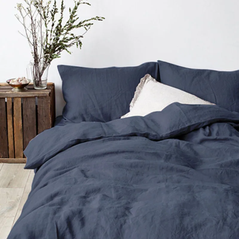 4/6PCS 100% Nature Linen Bedding Set US Twin Full Queen California King Size Flax Duvet Cover Bed Sheet Fitted Pillowcase | Дом и сад