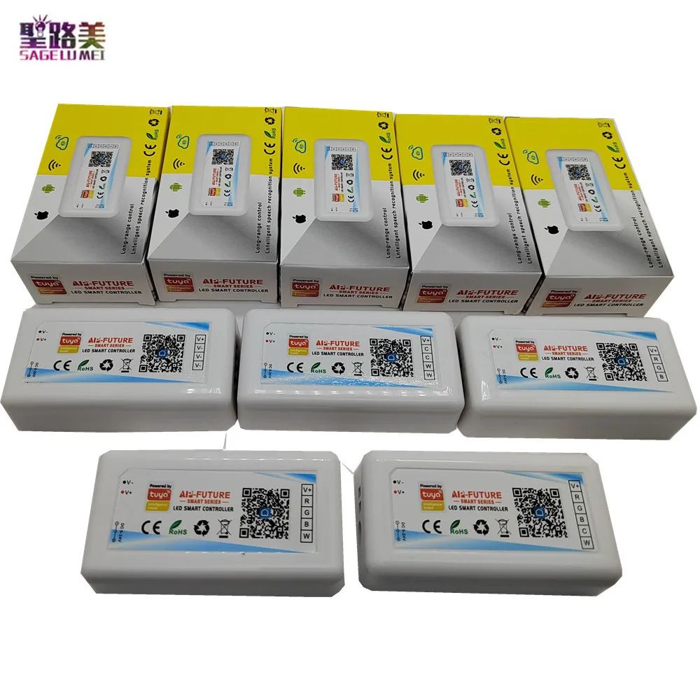 

LED Tuya Smart controller 2.4G RF WiFi Single Color CCT/RGB/RGBW/RGBCCT Alexa Google Home Voice control 5 in 1 LED Strip DC5-24V