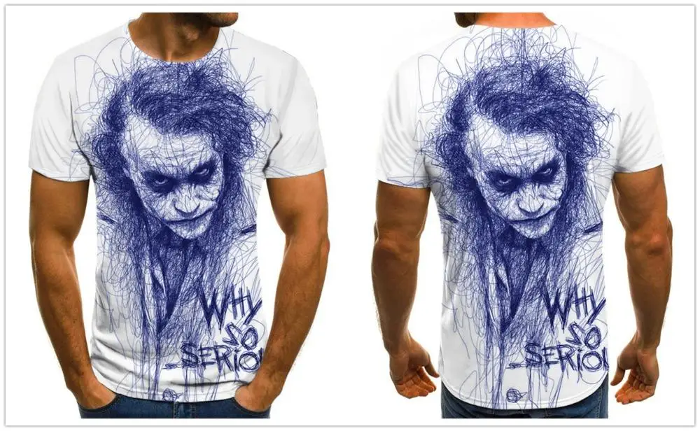 

New hot-selling movie clown mask T-shirt male/female versatile face 3D printed horror short-sleeved fashion round neck T-shirt s