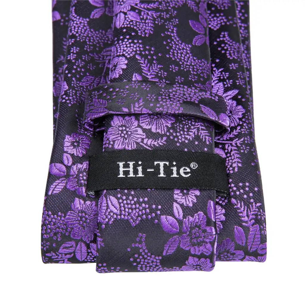 Hi-Tie мужской серый и черный галстук Пейсли Hanky запонки наборы цветочные шелковые галстуки для мужчин формальные свадебные вечеринки жениха