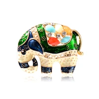 funmor new colorful enamel elephant shape brooch crystal animal brooches pins for women kids scarf hat bag accessories jewelry