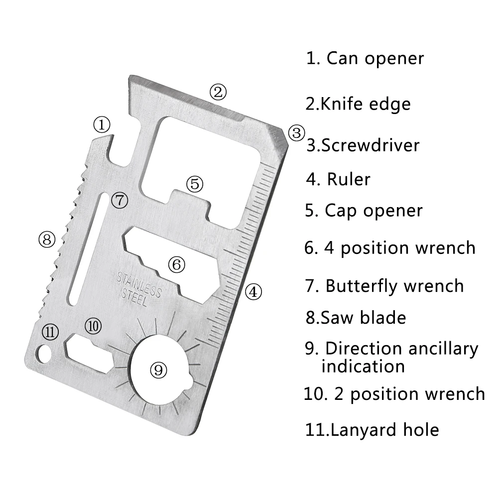 

DIYWORK 11 in 1 Multifunction Tool Hand Tool Set Multi Tools Outdoor Survival Camping Pocket Military Card Knife 1 piece