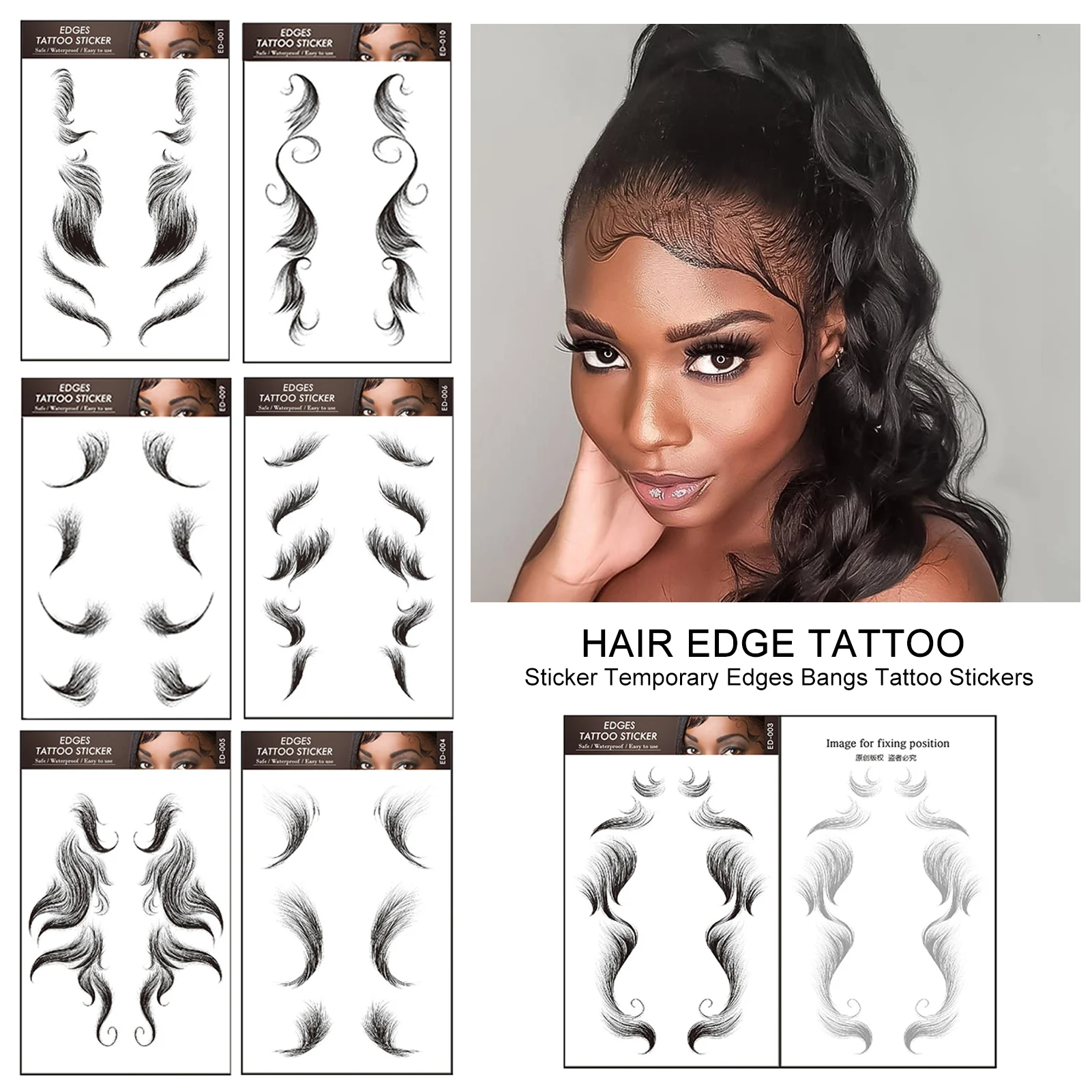 

Hair Edges Tattoo Sticker Baby Hair Pony Tail Styles Temporary Tattoo Sticker Template Sleek Edges Bangs Tattoo Sticker