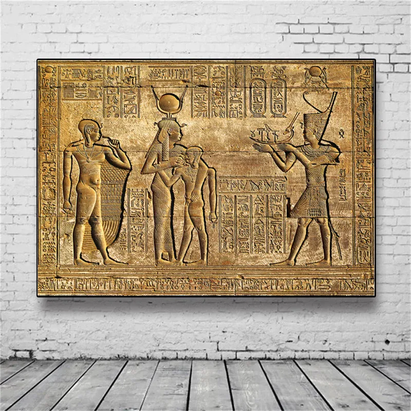 

Pharaoh Ancient Egypt Poster Egyptian Hieroglyphs Fresco Mural Print Queen Hatshepsut Temple Stone Carving Wall Canvas Painting