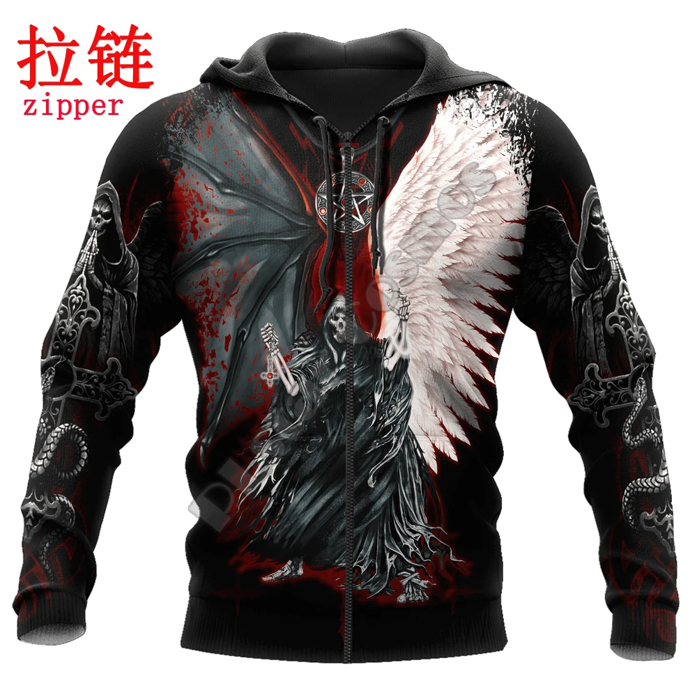 Мужская толстовка с капюшоном и 3D-принтом черепа крыльев короля осенняя унисекс
