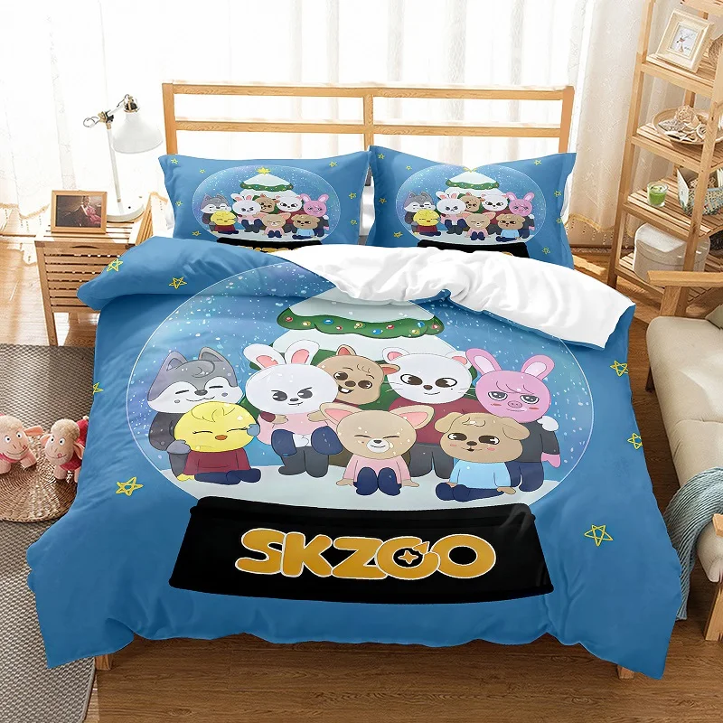 

Стеганое одеяло Skzoo с красочным принтом, стеганое одеяло, постельное белье, мультяшный рисунок животных, королева, король, полноразмерный до...