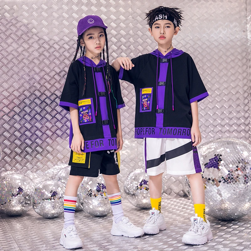 Детские танцевальные костюмы в стиле хип-хоп для мальчиков свободная толстовка с
