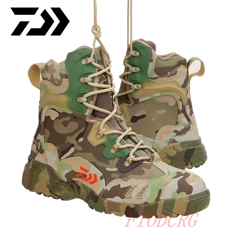 

Daiwa High Tube Tactical Military Combat Desert Boots Camouflage Anti-wear Non-slip Men Outdoor Hiking Trekking Fishing Shoes