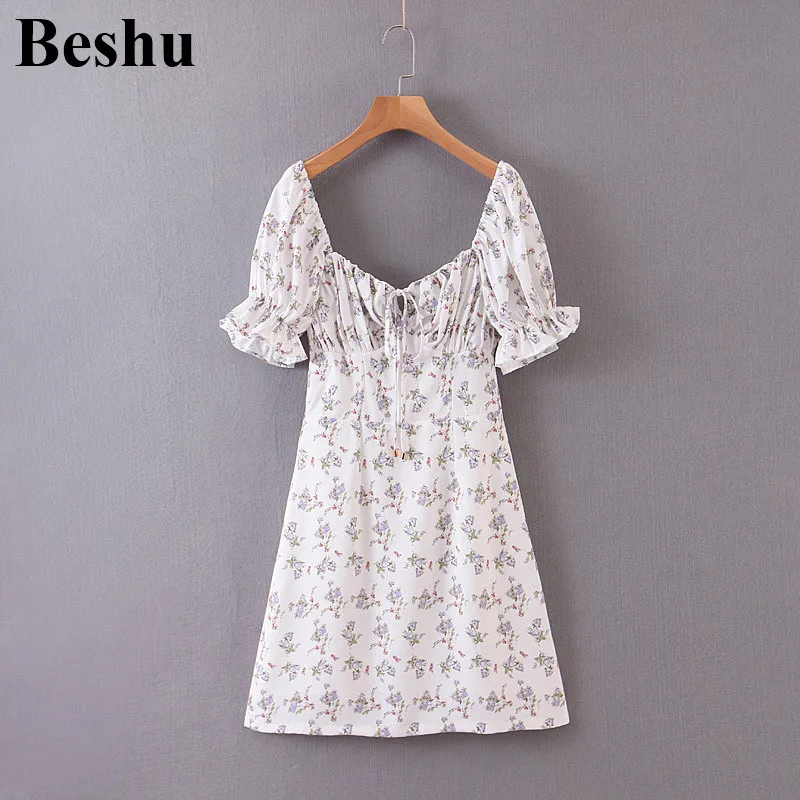 Женское мини платье с принтом za элегантное плиссированное квадратным воротником