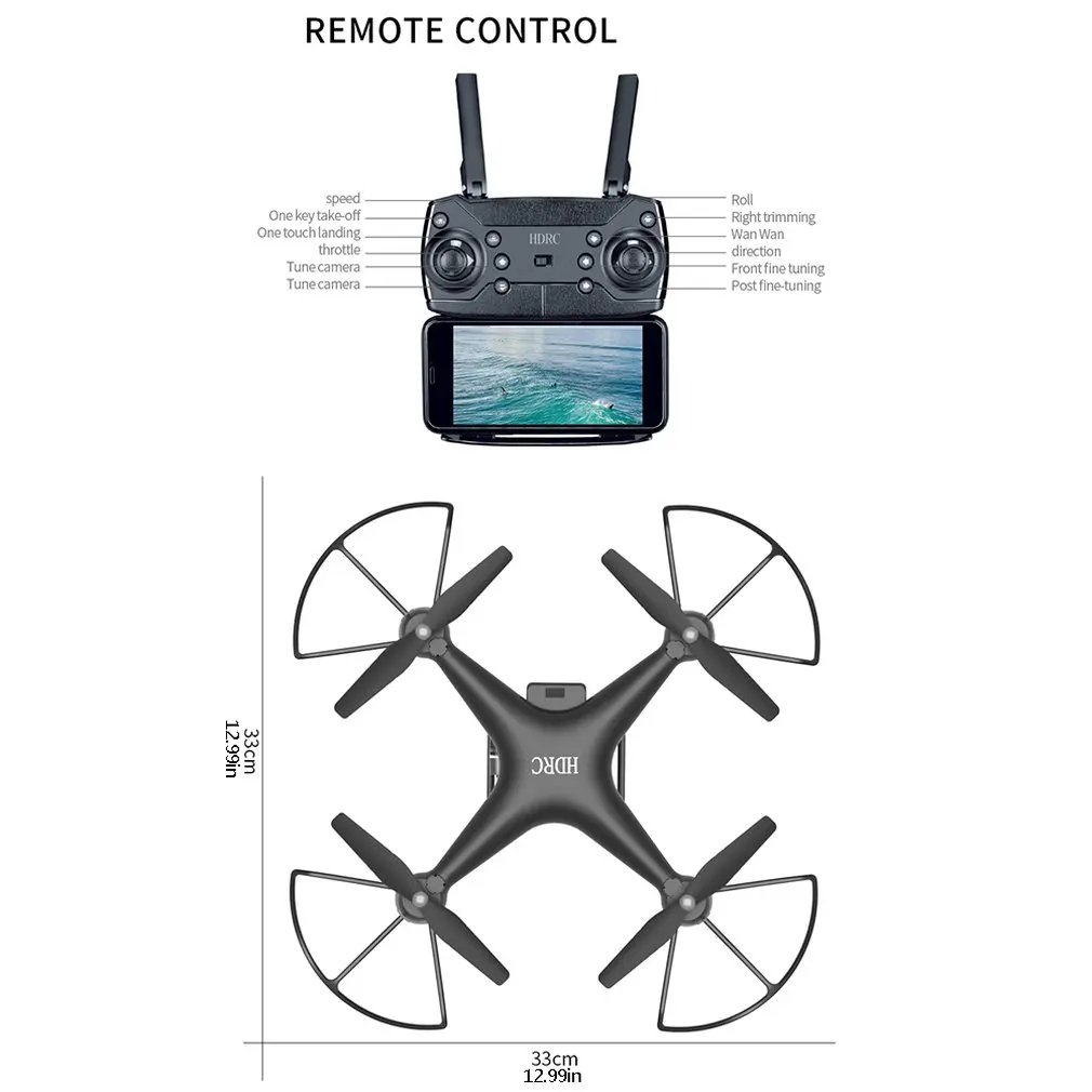 H12 RC Drone 4K High Definition Aerial Photography UAV Quadcopter ESC Camera Long Battery Life Remote Control Aircraft Model | Игрушки и