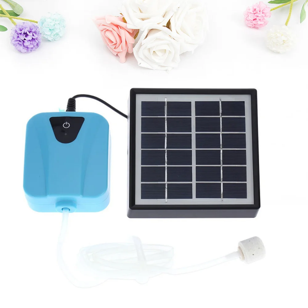 

Dual Solar Power Aquarium Fish Tank Oxygen Pump Creative Outdoor Fishing Oxygen Pump (Sky-blue)