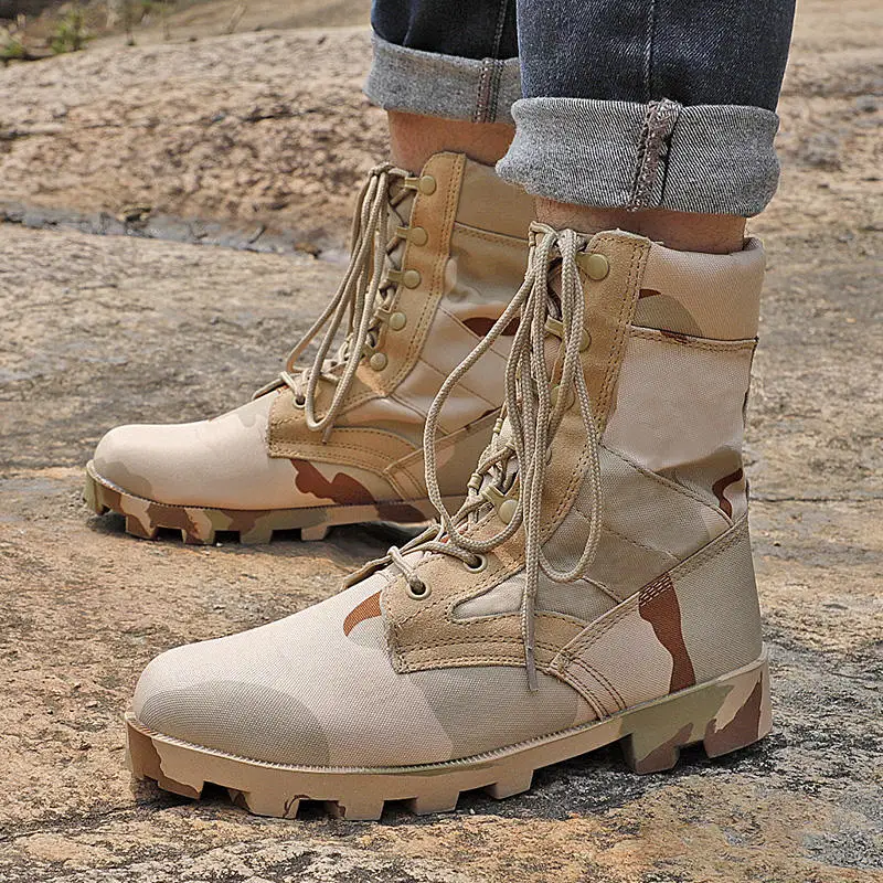 

Jungle Tactical Military Boots Men's Combat Desert Boots Camouflage Mens Hiking Shoes Outdoor Trail Trekking Men Hunting Shoes