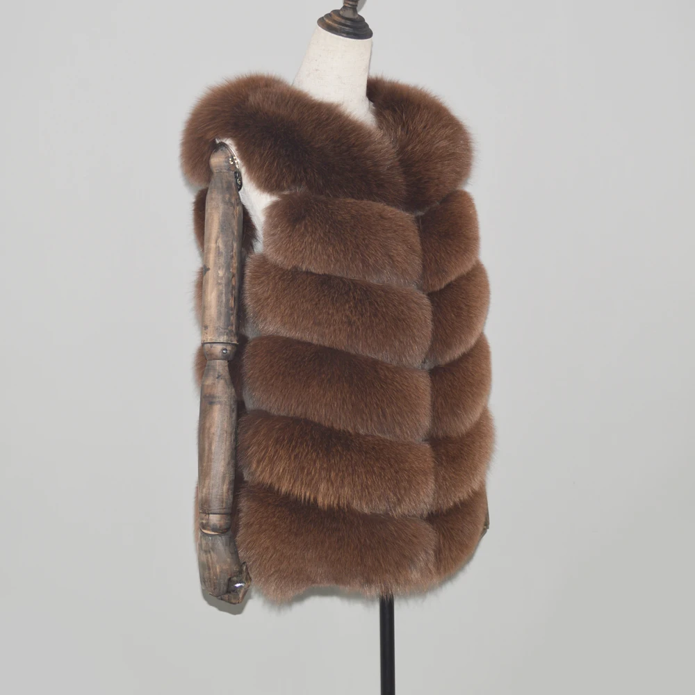 Вечерние Новый раскошный Чехол-из натурального меха лисы жилет для женщин