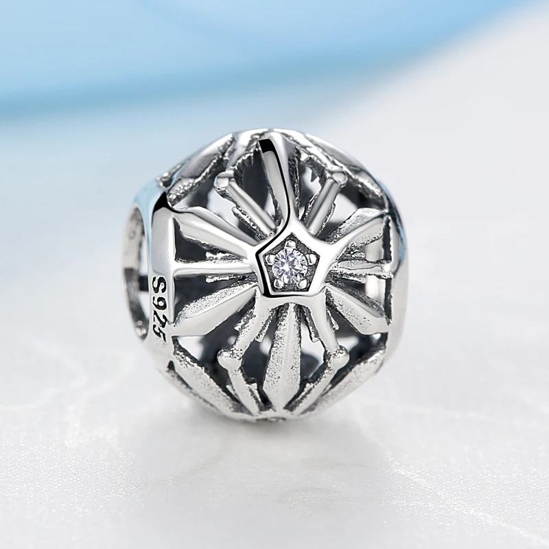 

Authentic 925 Sterling Silver Bead Charm Sparking CZ Hollow Micro-pave Beads Fit Original Bracelets Women DIY Jewelry