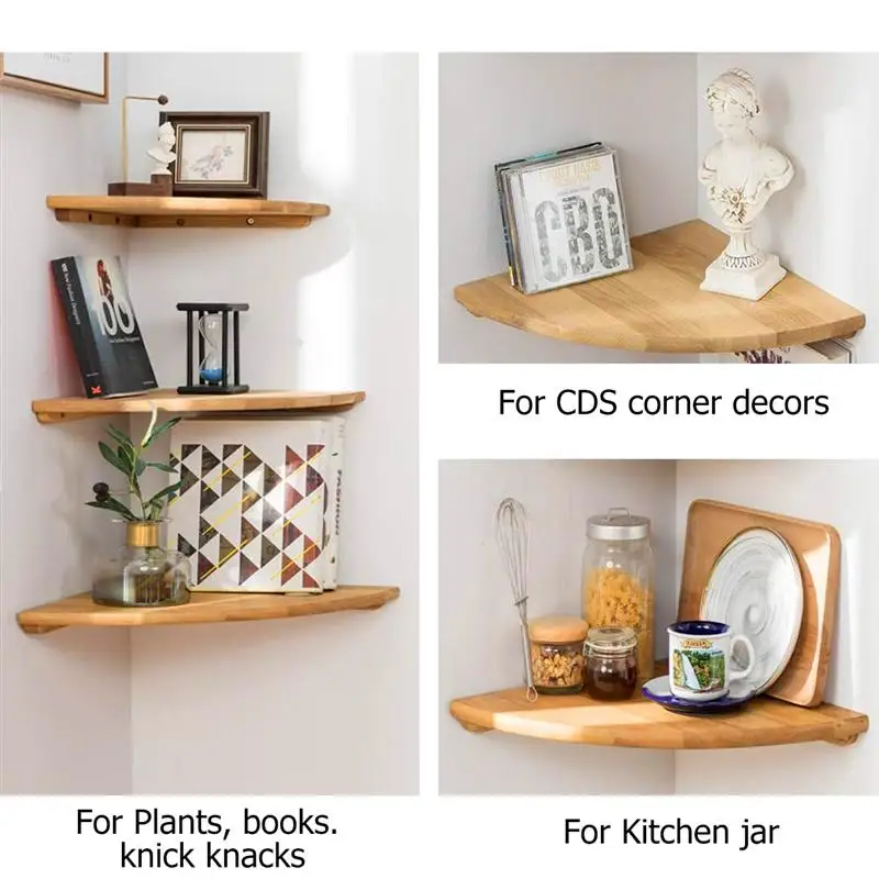 Настенная угловая полка в форме вентилятора 9 дюймов белый дуб практичная