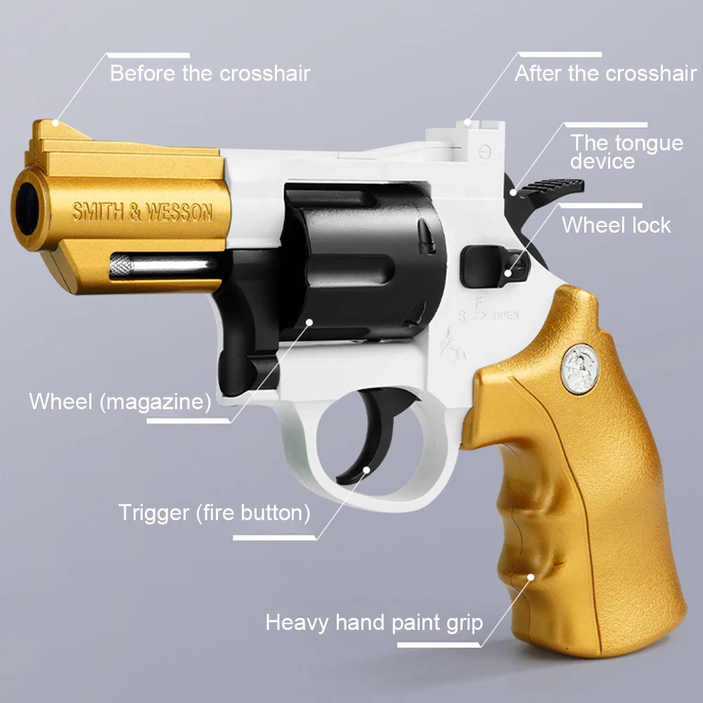 Revolver Airsoft Pistol Paintball Soft Bullet Gun Simulation Model Toy Boy Weapons War Traumat Fake Gift Bb | Игрушки и хобби