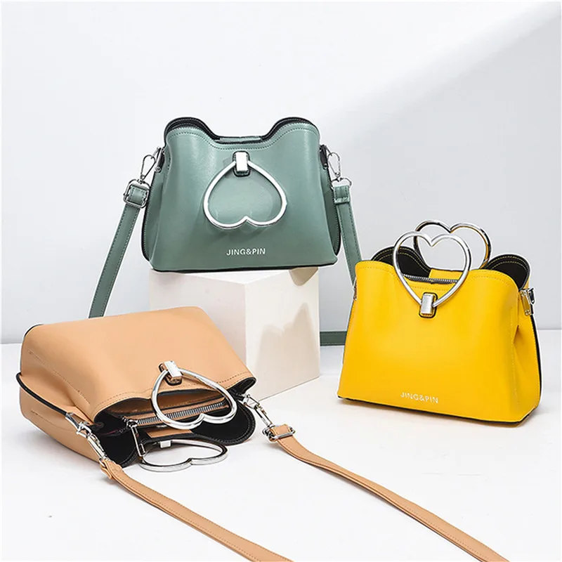 

Yellow PU Leather Crossbody Bags For Women 2021 Travel Handbag Fashion Simple Shoulder Ladies Subaxillary Bag Totes