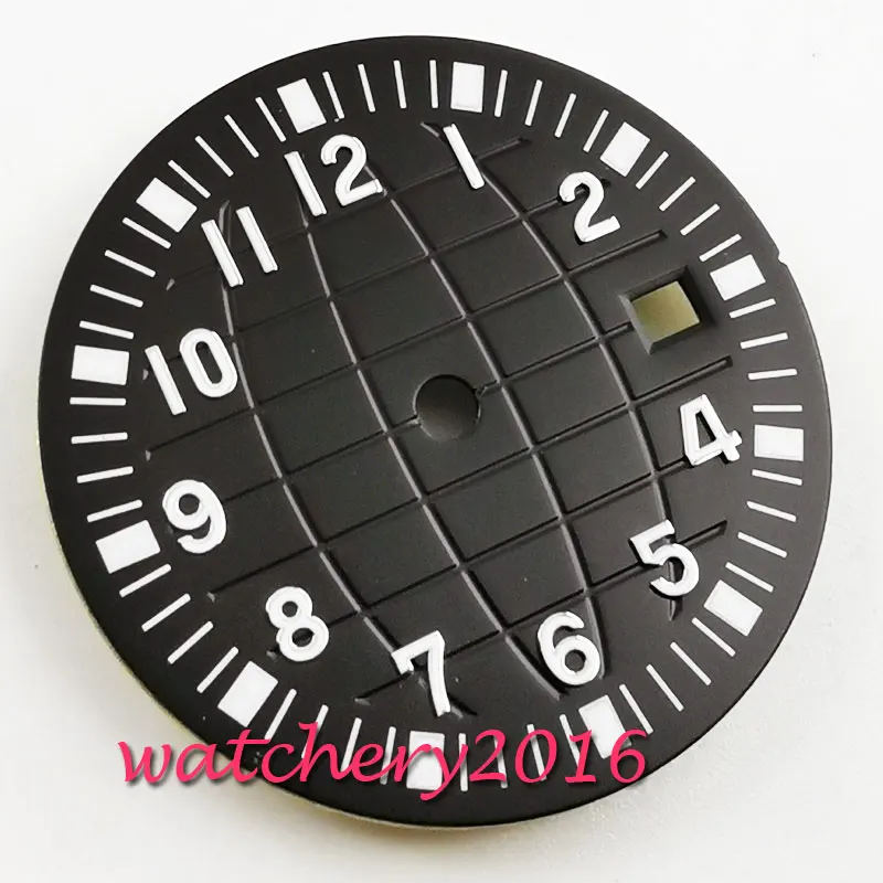 Black Dial 31,5 мм часы стерильные циферблат подходит 2836 2824 2813 3804 Miyota 82 серии - Цвет: Black Dial