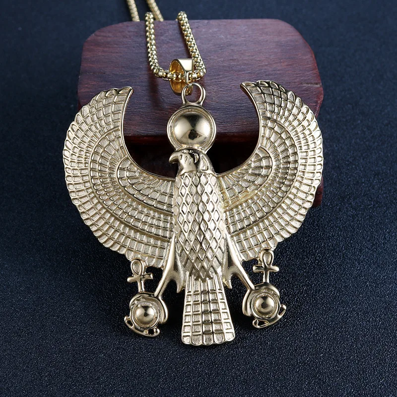 Древний Египетский Гора кулон Ретро мужской большой орел Титановый стальной на